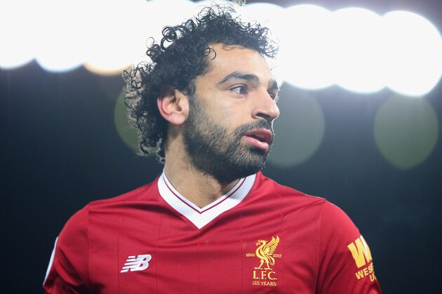 LIVERPOOL, ENGLAND - DECEMBER 13:  Mohamed Salah of Liverpool looks on during the Premier League match between Liverpool and West Bromwich Albion at Anfield on December 13, 2017 in Liverpool, England.  (Photo by Alex Livesey - Danehouse/Getty Images)