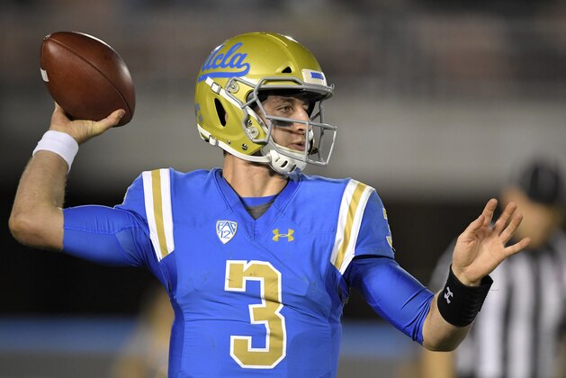 UCLA quarterback Josh Rosen passes during the first half of an NCAA college football game against California, Friday, Nov. 24, 2017, in Los Angeles. (AP Photo/Mark J. Terrill)