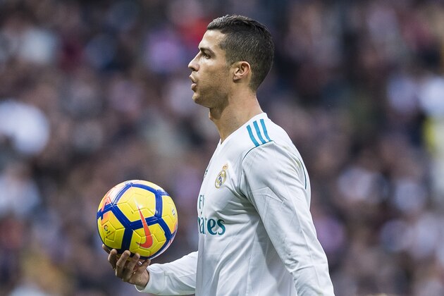 MADRID, SPAIN - DECEMBER 09: Cristiano Ronaldo of Real Madrid reacts during the La Liga 2017-18 match between Real Madrid and Sevilla FC at Santiago Bernabeu Stadium on 09 December 2017 in Madrid, Spain. (Photo by Power Sport Images/Getty Images)