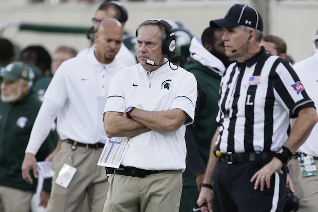 EAST LANSING, MI - OCTOBER 21:  Head coach Mark Dantonio of the Michigan State Spartans during the second half of a game against the Indiana Hoosiers at Spartan Stadium on October 21, 2017 in East Lansing, Michigan. (Photo by Duane Burleson/Getty Images)