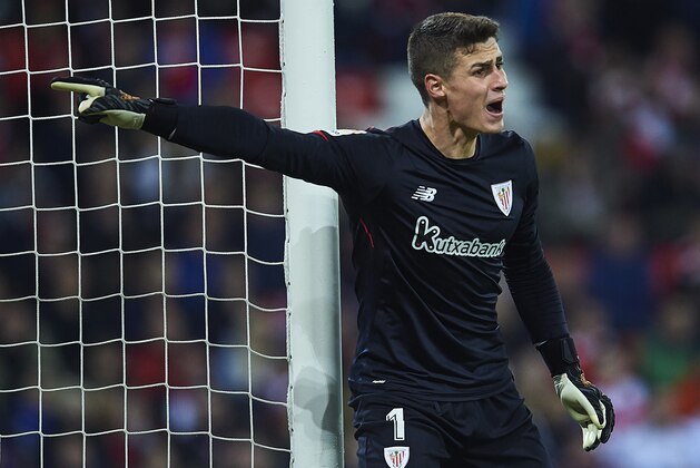 BILBAO, SPAIN - DECEMBER 02:  Kepa Arrizabalaga of Athletic Club reacts during the La Liga match between Athletic Club and Real Madrid at Estadio de San Mames on December 2, 2017 in Bilbao, Spain.  (Photo by Juan Manuel Serrano Arce/Getty Images)