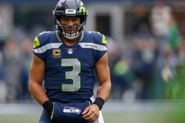 SEATTLE, WA - DECEMBER 17:  Quarterback Russell Wilson #3 of the Seattle Seahawks warms up prior to the game against the Los Angeles Rams at CenturyLink Field on December 17, 2017 in Seattle, Washington.  (Photo by Otto Greule Jr/Getty Images)