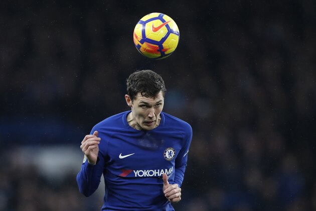 Chelsea's Danish defender Andreas Christensen heads the ball during the English Premier League football match between Chelsea and Southampton at Stamford Bridge in London on December 16, 2017. / AFP PHOTO / Adrian DENNIS / RESTRICTED TO EDITORIAL USE. No use with unauthorized audio, video, data, fixture lists, club/league logos or 'live' services. Online in-match use limited to 75 images, no video emulation. No use in betting, games or single club/league/player publications. / (Photo credit should read ADRIAN DENNIS/AFP/Getty Images) Chelsea's Danish defender Andreas Christensen heads the ball during the English Premier League football match between Chelsea and Southampton at Stamford Bridge in London on December 16, 2017. / AFP PHOTO / Adrian DENNIS / RESTRICTED TO EDITORIAL USE. No use with unauthorized audio, video, data, fixture lists, club/league logos or 'live' services. Online in-match use limited to 75 images, no video emulation. No use in betting, games or single club/league/player publications. / (Photo credit should read ADRIAN DENNIS/AFP/Getty Images)