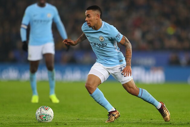 LEICESTER, ENGLAND - DECEMBER 19: Gabriel Jesus of Manchester City during the Carabao Cup Quarter-Final match between Leicester City and Manchester City at The King Power Stadium on December 19, 2017 in Leicester, England. (Photo by Catherine Ivill/Getty Images)