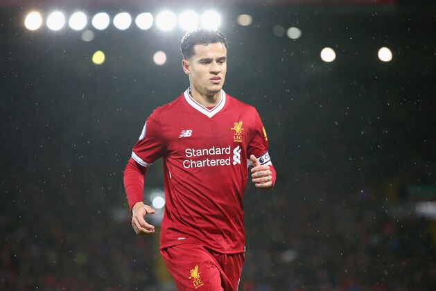 LIVERPOOL, ENGLAND - DECEMBER 13:  Philippe Coutinho of Liverpool looks on during the Premier League match between Liverpool and West Bromwich Albion at Anfield on December 13, 2017 in Liverpool, England.  (Photo by Alex Livesey - Danehouse/Getty Images)