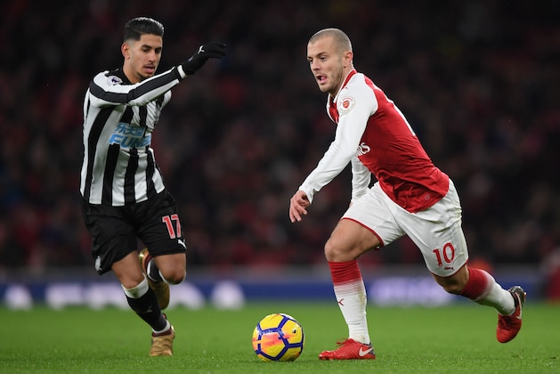 LONDON, ENGLAND - DECEMBER 16:  Jack Wilshere of Arsenal runs with the ball during the Premier League match between Arsenal and Newcastle United at Emirates Stadium on December 16, 2017 in London, England. (Photo by Shaun Botterill/Getty Images)