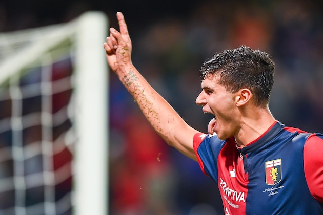 FILE - In this Sunday, Sept. 17, 2017 file photo, Genoa's Pietro Pellegri celebrates after scoring, during the Serie A soccer match between Genoa and Lazio, at the Luigi Ferraris Stadium in Genoa, Italy. Pietro Pellegri, the 16-year-old sensation of Serie A, is grabbing the attention of some of the biggest clubs in Europe. But Genoa is not interested in letting him go. The Genoese want to enjoy him while they can. Pellegri became the youngest player in Italian league history to score a brace when he bagged both goals for Genoa in a 3-2 loss to Lazio on Sunday. (Simone Arveda/ANSA via AP)