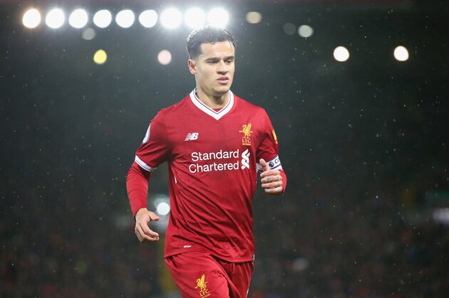 LIVERPOOL, ENGLAND - DECEMBER 13:  Philippe Coutinho of Liverpool looks on during the Premier League match between Liverpool and West Bromwich Albion at Anfield on December 13, 2017 in Liverpool, England.  (Photo by Alex Livesey - Danehouse/Getty Images)