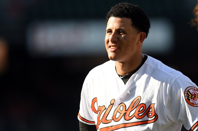 BALTIMORE, MD - SEPTEMBER 24:  Manny Machado #13 of the Baltimore Orioles walks to the dugout during the game against the Tampa Bay Rays at Oriole Park at Camden Yards on September 24, 2017 in Baltimore, Maryland.  (Photo by G Fiume/Getty Images)