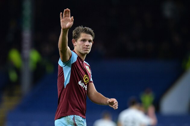 BURNLEY, ENGLAND - NOVEMBER 18:  James Tarkowski of Burnley applauds supporters after his side's 2-0 victory in the Premier League match between Burnley and Swansea City at Turf Moor on November 18, 2017 in Burnley, England.  (Photo by Mark Runnacles/Getty Images)