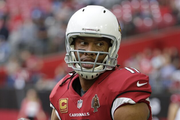 Arizona Cardinals wide receiver Larry Fitzgerald (11) during the second half of an NFL football game against the Tennessee Titans, Sunday, Dec.10, 2017, in Glendale, Ariz. (AP Photo/Rick Scuteri)