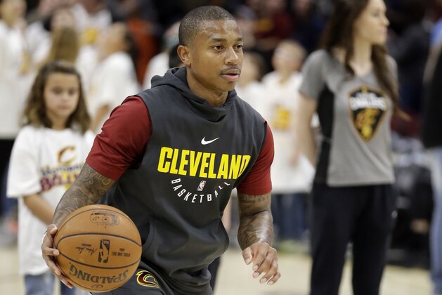 Cleveland Cavaliers' Isaiah Thomas warms up for the team's NBA basketball game against the Brooklyn Nets and the Cleveland Cavaliers, Wednesday, Nov. 22, 2017, in Cleveland. (AP Photo/Tony Dejak)