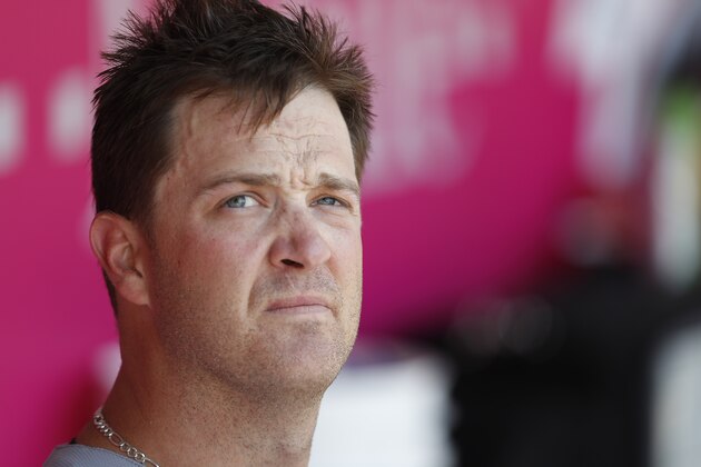Boston Red Sox starting pitcher Steven Wright is seen in the dugout during the third inning of a baseball game against the Los Angeles Angels, Sunday, July 31, 2016, in Anaheim, Calif.  (AP Photo/Ryan Kang)