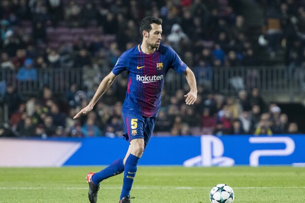 BARCELONA, SPAIN - DECEMBER 05: Sergio Busquets Burgos of FC Barcelona in action during the UEFA Champions League 2017-18 match between FC Barcelona and Sporting CP at Camp Nou on 05 December 2017 in Barcelona, Spain. (Photo by Power Sport Images/Getty Images)