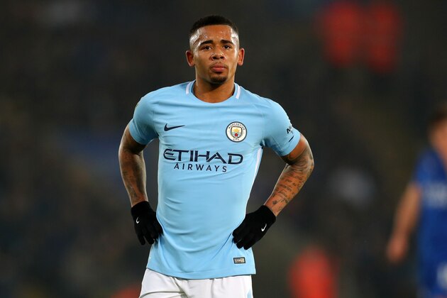 LEICESTER, ENGLAND - DECEMBER 19: Gabriel Jesus of Manchester City during the Carabao Cup Quarter-Final match between Leicester City and Manchester City at The King Power Stadium on December 19, 2017 in Leicester, England. (Photo by Catherine Ivill/Getty Images)