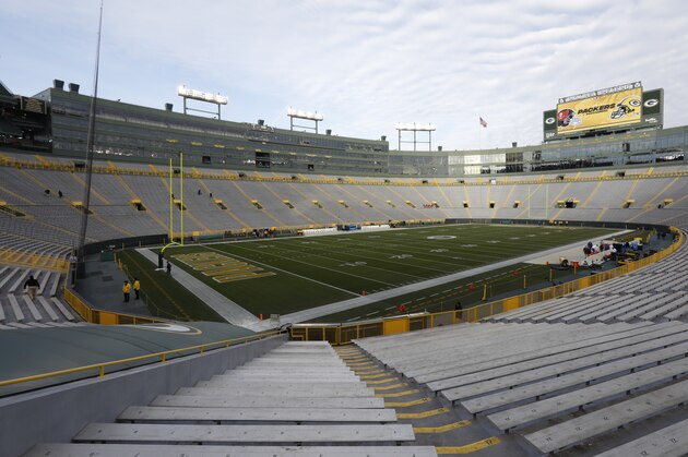 Lambeau Field is seen before an NFL football game between the Green Bay Packers and the Tampa Bay Buccaneers Sunday, Dec. 3, 2017, in Green Bay, Wis. (AP Photo/Mike Roemer)