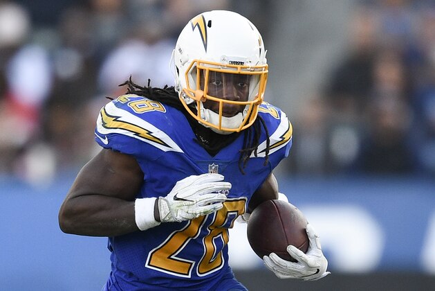 Los Angeles Chargers running back Melvin Gordon in action during an NFL football game against the Cleveland Browns in Carson, Calif., Wednesday, Dec. 6, 2017. (AP Photo/Kelvin Kuo)