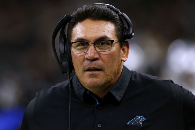 NEW ORLEANS, LA - DECEMBER 03: Head coach Ron Rivera of the Carolina Panthers reacts during a game against the New Orleans Saints at the Mercedes-Benz Superdome on December 3, 2017 in New Orleans, Louisiana. (Photo by Jonathan Bachman/Getty Images) NEW ORLEANS, LA - DECEMBER 03: Head coach Ron Rivera of the Carolina Panthers reacts during a game against the New Orleans Saints at the Mercedes-Benz Superdome on December 3, 2017 in New Orleans, Louisiana. (Photo by Jonathan Bachman/Getty Images)