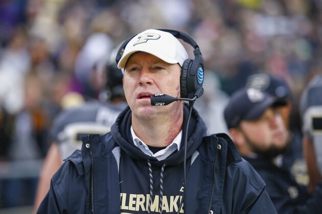 WEST LAFAYETTE, IN - NOVEMBER 04:  Head coach Jeff Brohm of the Purdue Boilermakers is seen during the game against the Illinois Fighting Illini at Ross-Ade Stadium on November 4, 2017 in West Lafayette, Indiana. (Photo by Michael Hickey/Getty Images)