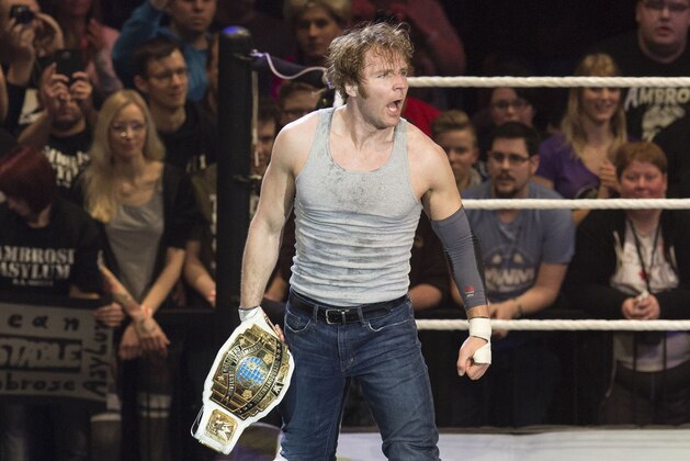 COLOGNE, GERMANY - FEBRUARY 11: Dean Ambrose during WWE Road to WrestleMania at the Lanxess Arena on February 11, 2016 in Cologne, Germany. (Photo by Marc Pfitzenreuter/Getty Images)