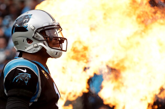 CHARLOTTE, NC - DECEMBER 24:  Cam Newton #1 of the Carolina Panthers takes the field against the Tampa Bay Buccaneers before their game at Bank of America Stadium on December 24, 2017 in Charlotte, North Carolina.  (Photo by Streeter Lecka/Getty Images)
