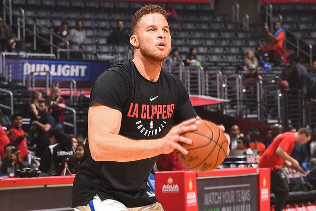 LOS ANGELES, CA - DECEMBER 11: Blake Griffin #32 of the LA Clippers warms up before the game against the Toronto Raptors on December 11, 2017 at STAPLES Center in Los Angeles, California. NOTE TO USER: User expressly acknowledges and agrees that, by downloading and/or using this Photograph, user is consenting to the terms and conditions of the Getty Images License Agreement. Mandatory Copyright Notice: Copyright 2017 NBAE (Photo by Andrew D. Bernstein/NBAE via Getty Images)