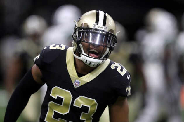 NEW ORLEANS, LA - DECEMBER 17:  Marshon Lattimore #23 of the New Orleans Saints in action against the New York Jets at Mercedes-Benz Superdome on December 17, 2017 in New Orleans, Louisiana.  (Photo by Chris Graythen/Getty Images)
