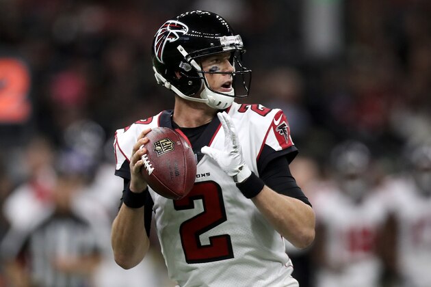 NEW ORLEANS, LA - DECEMBER 24:  Matt Ryan #2 of the Atlanta Falcons in action agains the New Orleans Saints at Mercedes-Benz Superdome on December 24, 2017 in New Orleans, Louisiana.  (Photo by Chris Graythen/Getty Images)