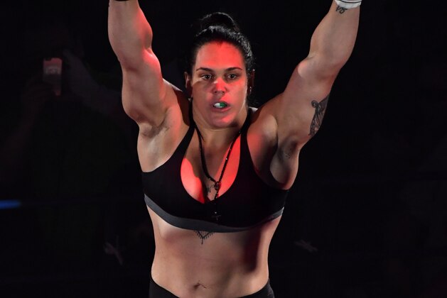 SAITAMA, JAPAN - SEPTEMBER 25:  Gabi Garcia of Brazil enters the ring prior to the women's bout against Destanie Yarbrough of the United States during the RIZIN Fighting World GP 2016 Open weight tournament 1st Round at the Saitama Super Arena on September 25, 2016 in Saitama, Japan.  (Photo by Etsuo Hara/Getty Images)