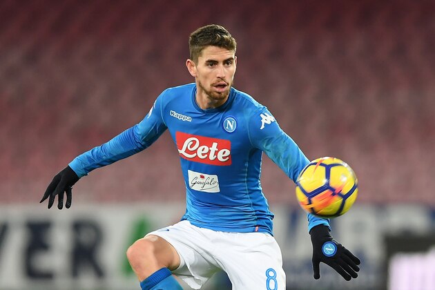 NAPLES, ITALY - DECEMBER 19:  Jorginho of SSC Napoli in action during the TIM Cup match between SSC Napoli and Udinese Calcio at Stadio San Paolo on December 19, 2017 in Naples, Italy.  (Photo by Francesco Pecoraro/Getty Images)