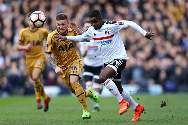 LONDON, ENGLAND - FEBRUARY 19: Ryan Sessegnon of Fulham battles with Kieran Trippier of Tottenham Hotspur during The Emirates FA Cup Fifth Round match between Fulham and Tottenham Hotspur at Craven Cottage on February 19, 2017 in London, England. (Photo by Clive Rose/Getty Images) LONDON, ENGLAND - FEBRUARY 19: Ryan Sessegnon of Fulham battles with Kieran Trippier of Tottenham Hotspur during The Emirates FA Cup Fifth Round match between Fulham and Tottenham Hotspur at Craven Cottage on February 19, 2017 in London, England. (Photo by Clive Rose/Getty Images)