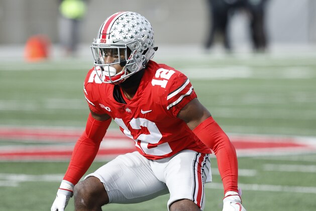 COLUMBUS, OH - NOVEMBER 11: Denzel Ward #12 of the Ohio State Buckeyes in action during a game against the Michigan State Spartans at Ohio Stadium on November 11, 2017 in Columbus, Ohio. Ohio State won 48-3. (Photo by Joe Robbins/Getty Images)
