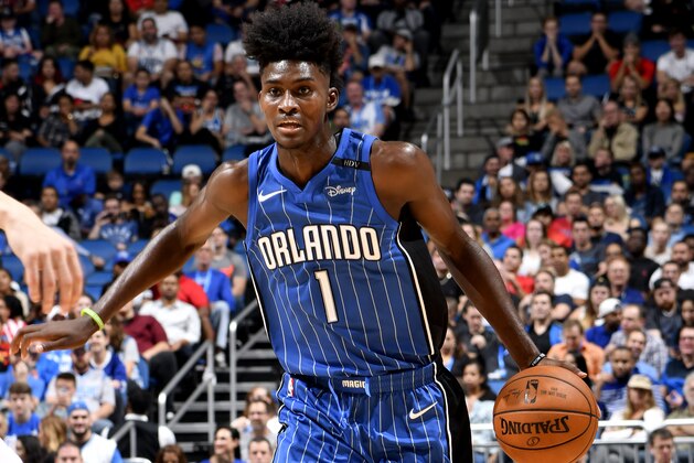 ORLANDO, FL - NOVEMBER 3: Jonathan Isaac #1 of the Orlando Magic handles the ball during the game against the Chicago Bulls on November 3, 2017 at Amway Center in Orlando, Florida. NOTE TO USER: User expressly acknowledges and agrees that, by downloading and or using this photograph, User is consenting to the terms and conditions of the Getty Images License Agreement. Mandatory Copyright Notice: Copyright 2017 NBAE (Photo by Fernando Medina/NBAE via Getty Images)