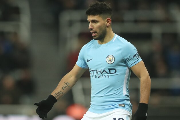 NEWCASTLE UPON TYNE, ENGLAND - DECEMBER 27: Sergio Aguero of Manchester City controls the ball during the Premier League match between Newcastle United and Manchester City at St. James Park on December 27, 2017 in Newcastle upon Tyne, England. (Photo by Ian MacNicol/Getty Images)