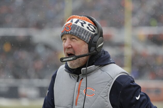 Chicago Bears head coach John Fox watches against the Cleveland Browns in the second half of an NFL football game in Chicago, Sunday, Dec. 24, 2017. (AP Photo/Nam Y. Huh)