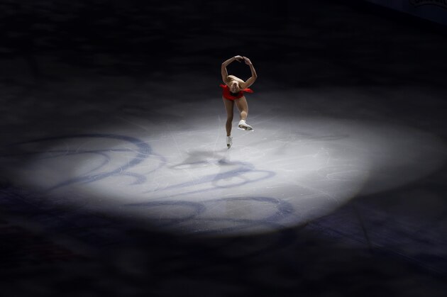 Mirai Nagasu performs during an exhibition event at the U.S. Figure Skating Championships, Sunday, Jan. 22, 2017, in Kansas City, Mo. (AP Photo/Charlie Riedel)