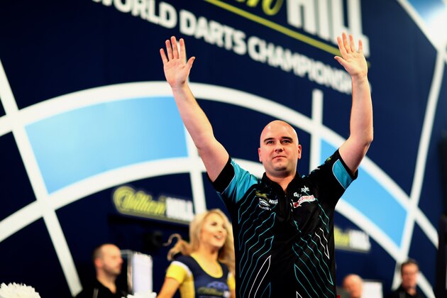 LONDON, ENGLAND - JANUARY 01:  Rob Cross of England waves to the crowd prior to the Final match against Phil Taylor of England on Day Fifteen at the 2018 William Hill PDC World Darts Championships at Alexandra Palace on January 1, 2018 in London, England.  (Photo by Naomi Baker/Getty Images)