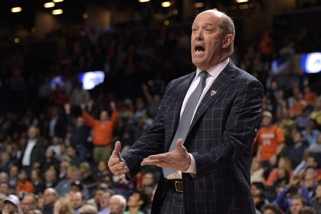 NEW YORK, NY - MARCH 08: Head coach Kevin Stallings of the Pittsburgh Panthers directs his team against the Virginia Cavaliers during the second round of the ACC Basketball Tournament at Barclays Center on March 8, 2017 in the Brooklyn borough of New York City. (Photo by Lance King/Getty Images)