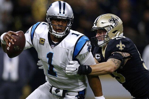 NEW ORLEANS, LA - DECEMBER 03: Cam Newton #1 of the Carolina Panthers is sacked by A.J. Klein #53 of the New Orleans Saints during the second half of a game at the Mercedes-Benz Superdome on December 3, 2017 in New Orleans, Louisiana. (Photo by Jonathan Bachman/Getty Images) NEW ORLEANS, LA - DECEMBER 03: Cam Newton #1 of the Carolina Panthers is sacked by A.J. Klein #53 of the New Orleans Saints during the second half of a game at the Mercedes-Benz Superdome on December 3, 2017 in New Orleans, Louisiana. (Photo by Jonathan Bachman/Getty Images)