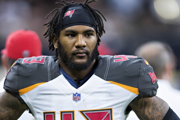 NEW ORLEANS, LA - NOVEMBER 5:  T.J. Ward #43 of the Tampa Bay Buccaneers on the sidelines during a game against the New Orleans Saints at Mercedes-Benz Superdome on November 5, 2017 in New Orleans, Louisiana.  The Saints defeated the Buccaneers 30-10. (Photo by Wesley Hitt/Getty Images)
