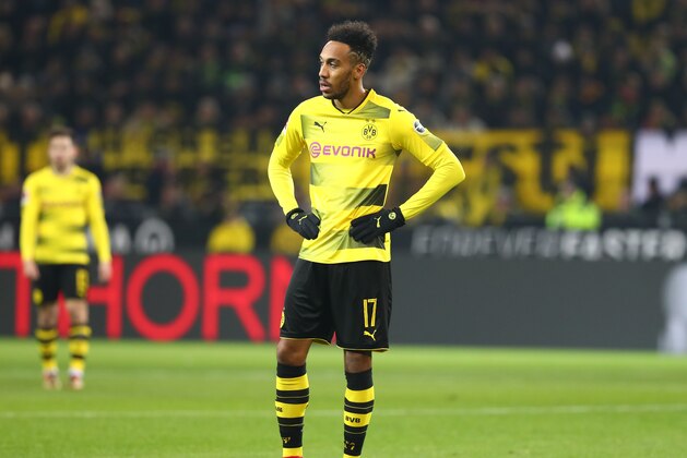 DORTMUND, GERMANY - DECEMBER 16: Pierre-Emerick Aubameyang of Dortmund looks dejected during the Bundesliga match between Borussia Dortmund and TSG 1899 Hoffenheim at Signal Iduna Park on December 16, 2017 in Dortmund, Germany. (Photo by TF-Images/TF-Images via Getty Images)