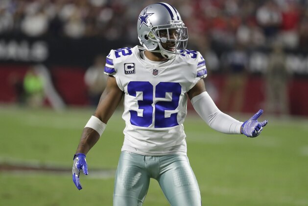 Dallas Cowboys cornerback Orlando Scandrick (32) during an NFL football game against the Arizona Cardinals, Monday, Sept. 25, 2017, in Glendale, Ariz. (AP Photo/Rick Scuteri)