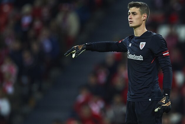 BILBAO, SPAIN - DECEMBER 02:  Kepa Arrizabalaga of Athletic Club reacts during the La Liga match between Athletic Club and Real Madrid at Estadio de San Mames on December 2, 2017 in Bilbao, Spain.  (Photo by Juan Manuel Serrano Arce/Getty Images)
