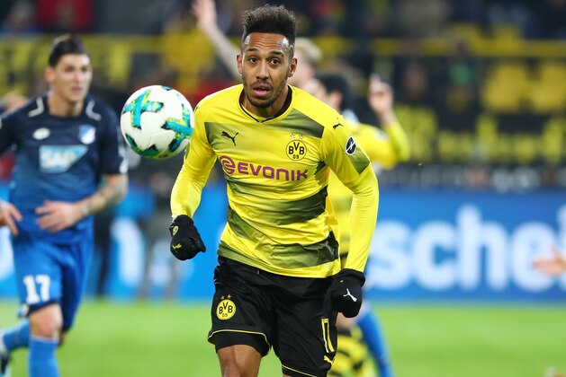DORTMUND, GERMANY - DECEMBER 16: Pierre-Emerick Aubameyang of Dortmund controls the ball during the Bundesliga match between Borussia Dortmund and TSG 1899 Hoffenheim at Signal Iduna Park on December 16, 2017 in Dortmund, Germany. (Photo by TF-Images/TF-Images via Getty Images)