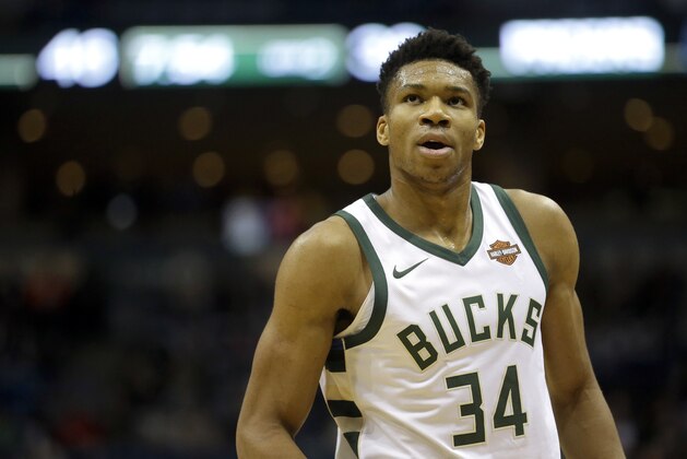 Milwaukee Bucks' Giannis Antetokounmpo during an NBA basketball game against the Indiana Pacers Wednesday, Jan. 3, 2018, in Milwaukee. (AP Photo/Aaron Gash)