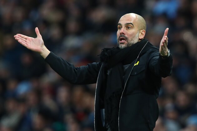 MANCHESTER, ENGLAND - JANUARY 06:  Josep Guardiola, Manager of Manchester City reacts during The Emirates FA Cup Third Round match between Manchester City and Burnley at Etihad Stadium on January 6, 2018 in Manchester, England.  (Photo by Clive Brunskill/Getty Images)