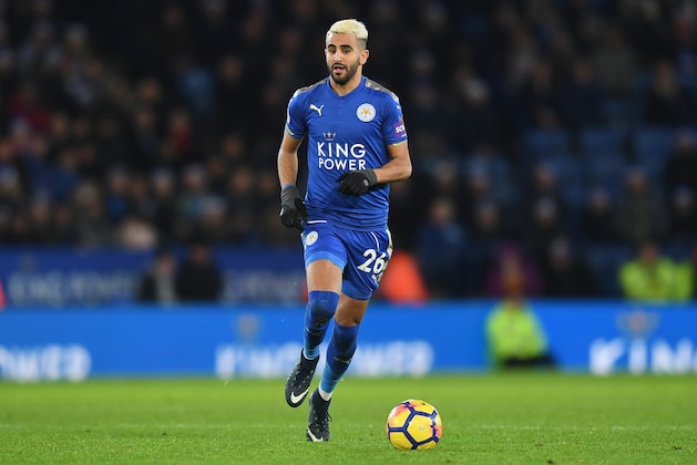 LEICESTER, ENGLAND - DECEMBER 23:  Riyad Mahrez of Leicester in action during the Premier League match between Leicester City and Manchester United at The King Power Stadium on December 23, 2017 in Leicester, England.  (Photo by Michael Regan/Getty Images)