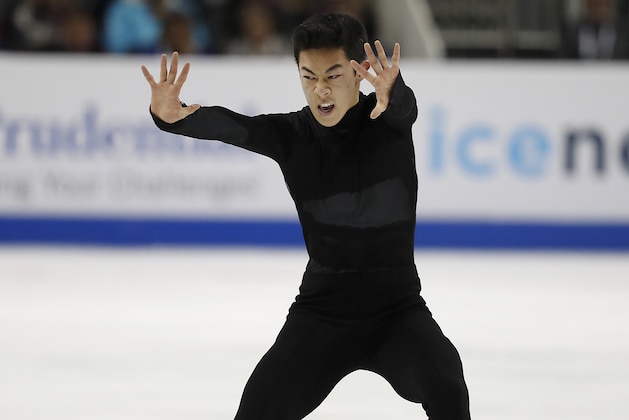 Nathan Chen performs during the men's free skate event at the U.S. Figure Skating Championships in San Jose, Calif., Saturday, Jan. 6, 2018. (AP Photo/Tony Avelar)