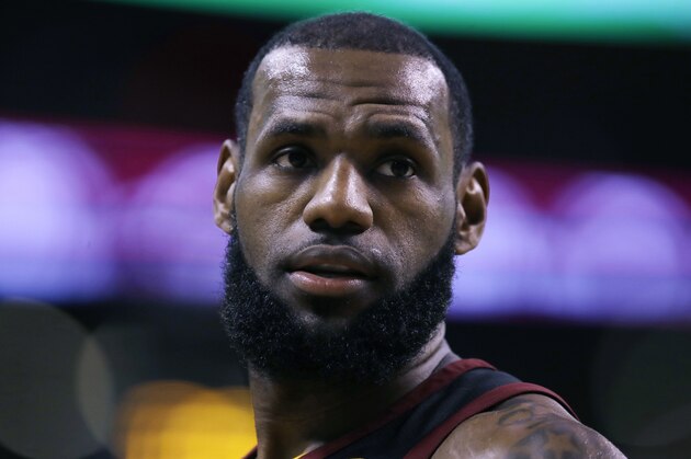 Cleveland Cavaliers forward LeBron James during the second quarter of an NBA basketball game in Boston, Wednesday, Jan. 3, 2018. (AP Photo/Charles Krupa)