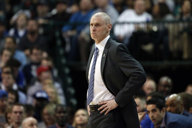 Dallas Mavericks head coach Rick Carlisle watches his team play against the Chicago Bulls during the second half of an NBA basketball game in Dallas, Friday, Jan. 5, 2018. The Bulls won 127-124.(AP Photo/Michael Ainsworth)